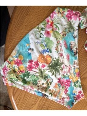 Shade & Shore bikini bottom floral beach scene with oranges
